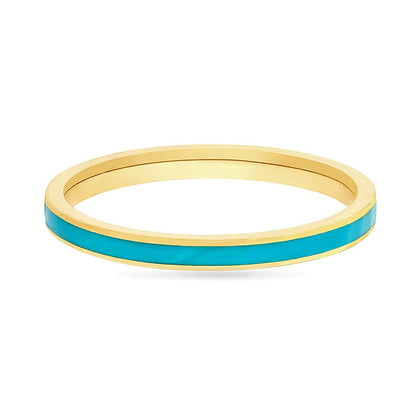 Ring mit Türkis-Emaille-Einlage in 14K Gelbgold