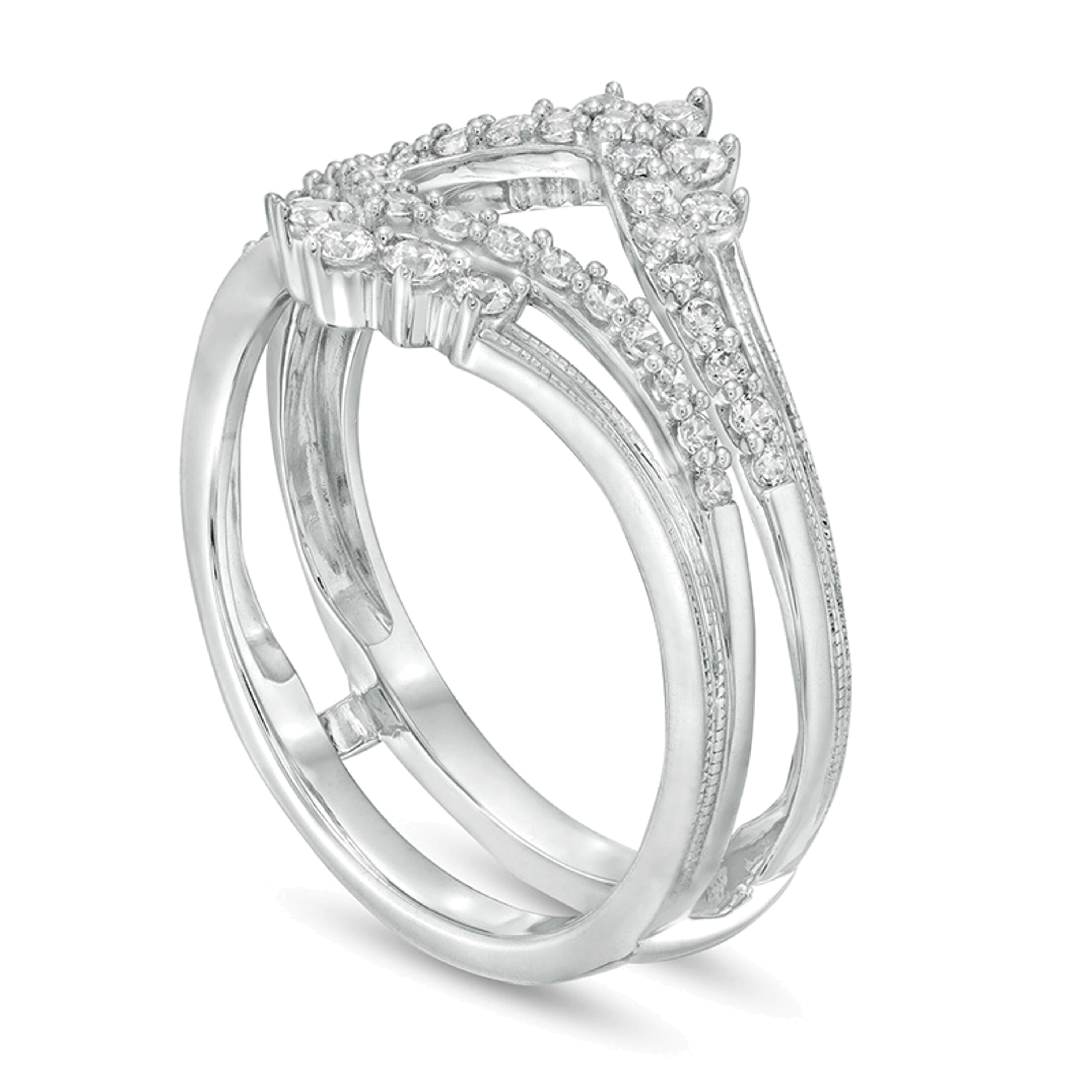 0.5 ct. Gesamtgewicht Diamant Solitär-Enhancer im Vintage-Stil mit Krone in 10K Weißgold