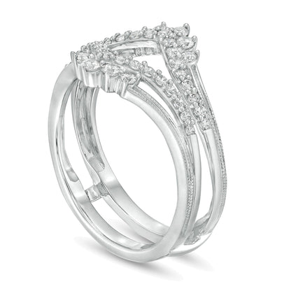 0.5 ct. Gesamtgewicht Diamant Solitär-Enhancer im Vintage-Stil mit Krone in 10K Weißgold