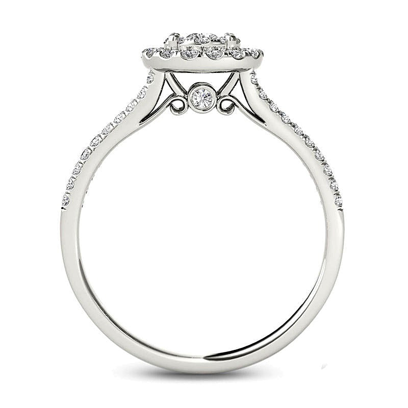 0,5 ct. Gesamtgewicht Halo-Verlobungsring mit Diamanten in 14K Weißgold