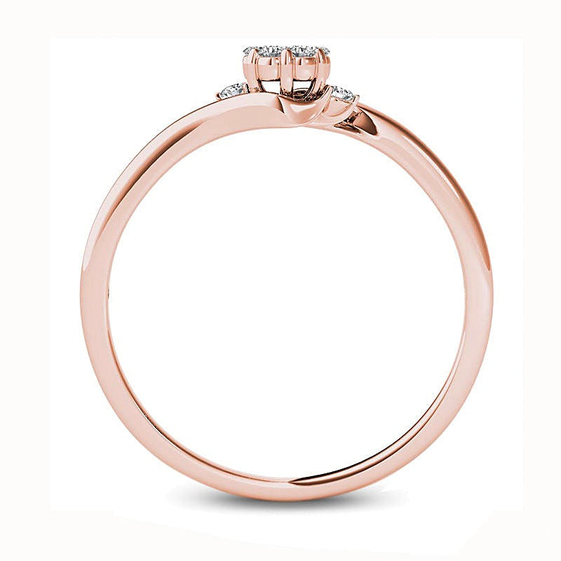 Freundschaftsring mit Diamanten Blüten-Bypass für Damen in 10K Roségold