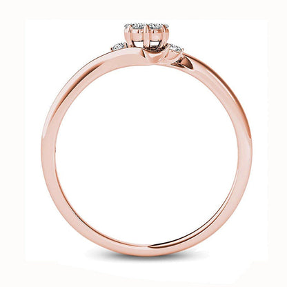 Freundschaftsring mit Diamanten Blüten-Bypass für Damen in 10K Roségold