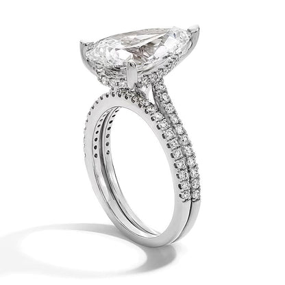 5.63 CT. Gesamtgewicht Braut-Set mit tropfenförmigem Labordiamant in 14K Weißgold (F/VS2)