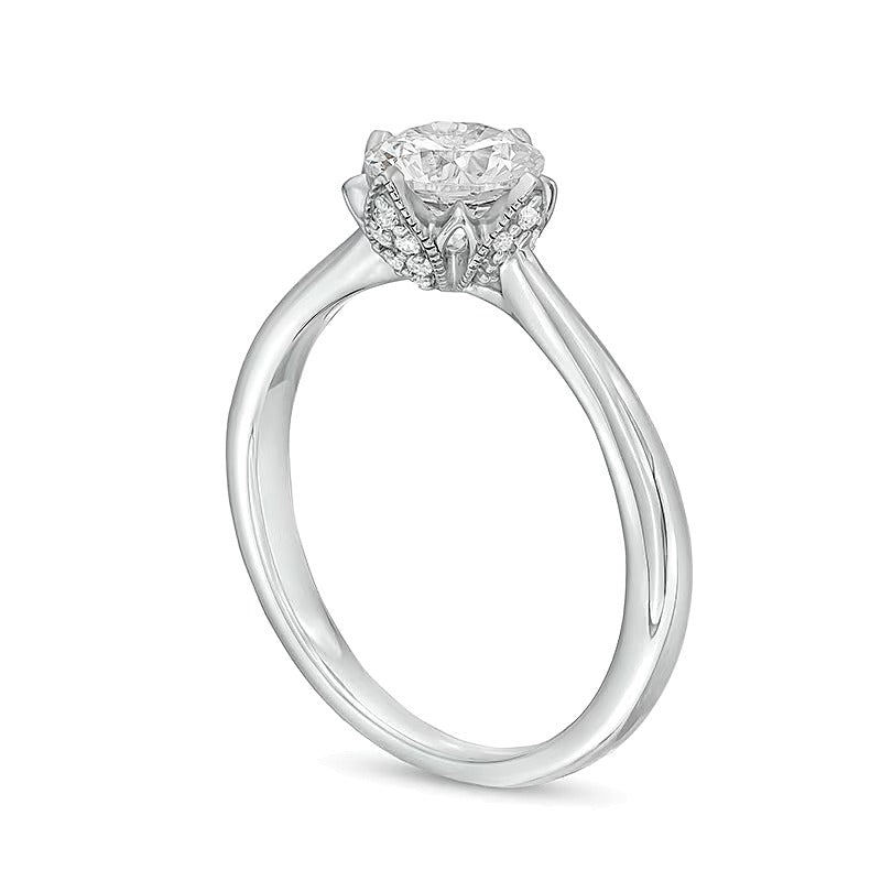 Solitär Verlobungsring mit weißem Diamant 1.0 CT. Gesamtgewicht in 14K Weißgold