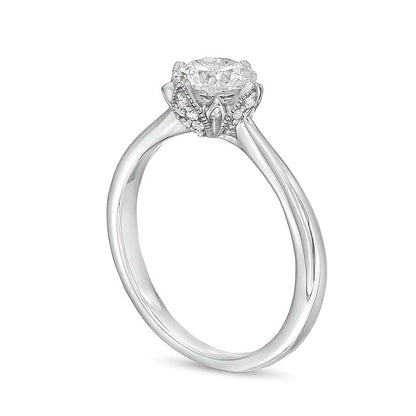 Solitär Verlobungsring mit weißem Diamant 1.0 CT. Gesamtgewicht in 14K Weißgold