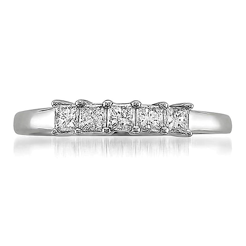 0.5 ct. Gesamtgewicht Diamant-Ring im Princess-Schliff mit fünf Steinen in 14K Weißgold