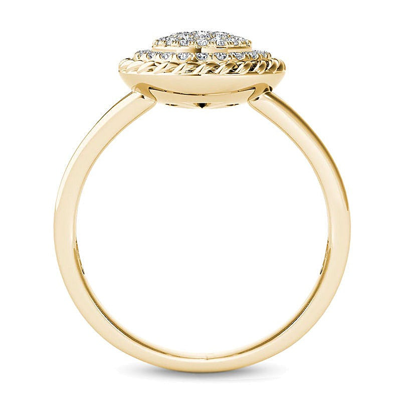 0.25 ct. Gesamtgewicht Komposit-Diamant Ring mit gedrehtem Rahmen und geteilter Schiene aus 10K Gelbgold