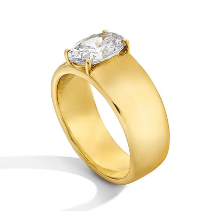 2.0 CT. Solitär-Verlobungsring mit ovalem Labordiamant in 14K Gelbgold (F/VS2)