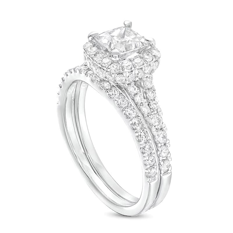 Braut-Set mit Labordiamanten im Princess-, Rund- und Kissenschliff 1.88 CT. TW in 14K Weißgold (I/SI2)