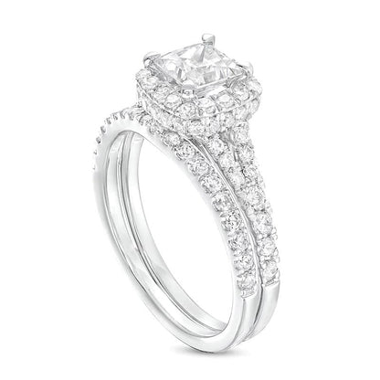 Braut-Set mit Labordiamanten im Princess-, Rund- und Kissenschliff 1.88 CT. TW in 14K Weißgold (I/SI2)