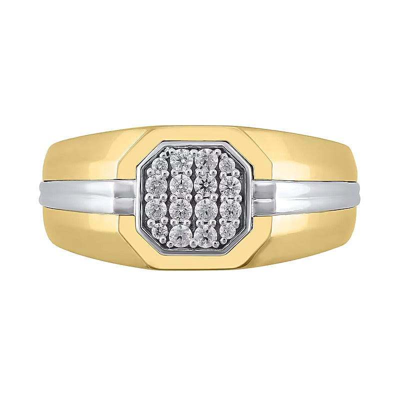 0.25 ct. Gesamtgewicht Fashion-Ring mit weißen Diamanten im Rundschliff in 10K Gold zweifarbig