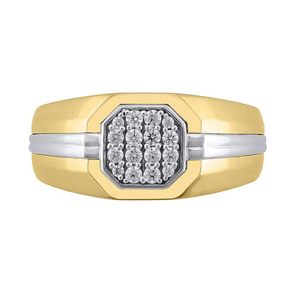 0.25 ct. Gesamtgewicht Fashion-Ring mit weißen Diamanten im Rundschliff in 10K Gold zweifarbig