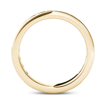Ehering mit weißen Diamanten 1.0 ct. Gesamtgewicht rund in 10K Gelbgold