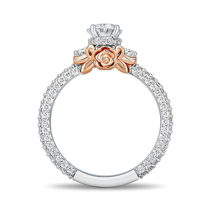 2,25 ct. Gesamtgewicht Solitär mit seitlichem Besatz Verlobungsring mit ovalem Labordiamant in 14K Bicolor-Gold