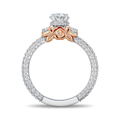 2,25 ct. Gesamtgewicht Solitär mit seitlichem Besatz Verlobungsring mit ovalem Labordiamant in 14K Bicolor-Gold
