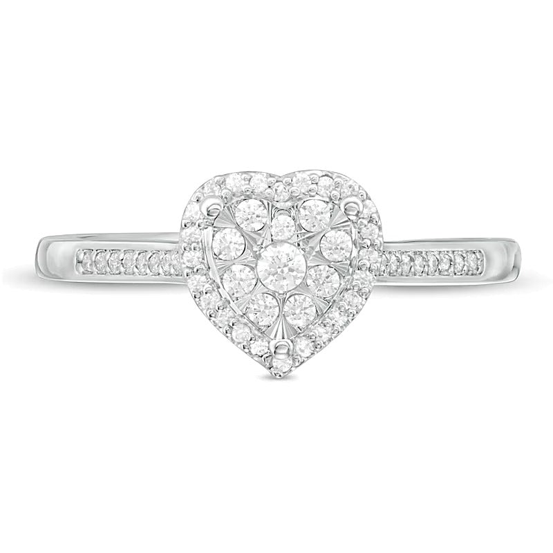 0,25 CT. Gesamtgewicht Komposit-Diamant Ring mit Herz-Rahmen in 10K Weißgold