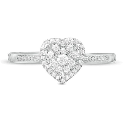 0,25 CT. Gesamtgewicht Komposit-Diamant Ring mit Herz-Rahmen in 10K Weißgold