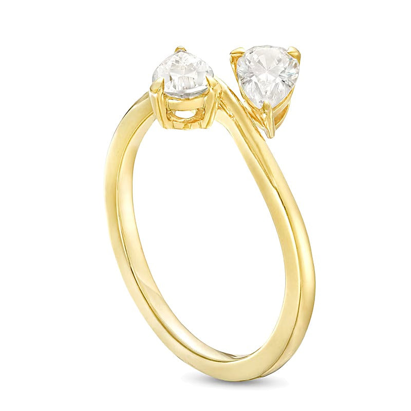 1.0 CT. Gesamtgewicht Verlobungsring mit tropfenförmigen Diamanten im Toi-et-Moi-Design aus 14K Gelbgold