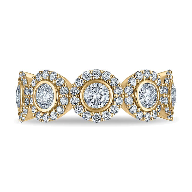 Memoire-Ring mit 5 Steinen aus Labordiamanten, 1.5 ct. Gesamtgewicht, in 10K Gelbgold (F/VS2)