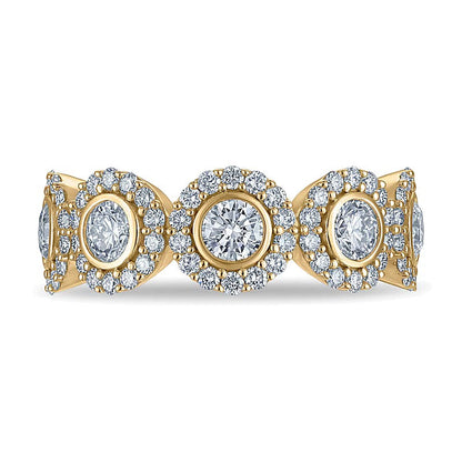 Memoire-Ring mit 5 Steinen aus Labordiamanten, 1.5 ct. Gesamtgewicht, in 10K Gelbgold (F/VS2)