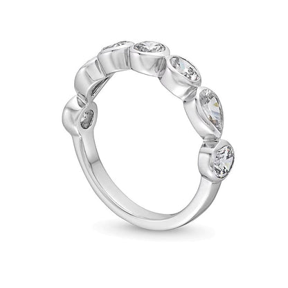 1,25 ct. Gesamtgewicht Memoire-Ring mit mehrförmigen Labordiamanten in Zargenfassung aus 14K Weißgold (F/VS2)