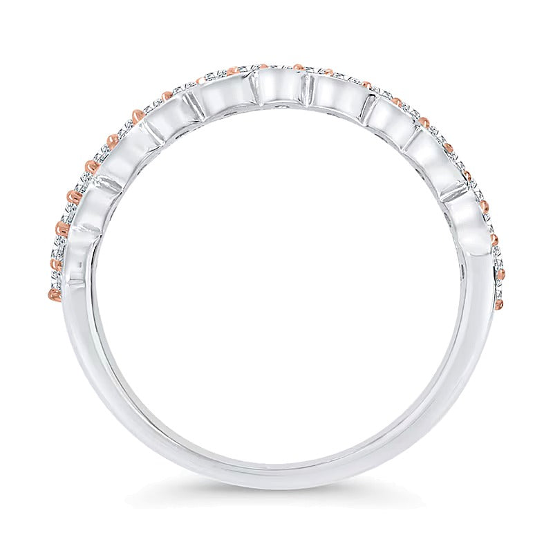 0.5 ct. Gesamtgewicht Diamant Art-Déco Fashion-Ring mehrreihig gestapelt in 10K Two-Tone Gold