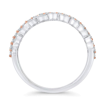 0.5 ct. Gesamtgewicht Diamant Art-Déco Fashion-Ring mehrreihig gestapelt in 10K Two-Tone Gold