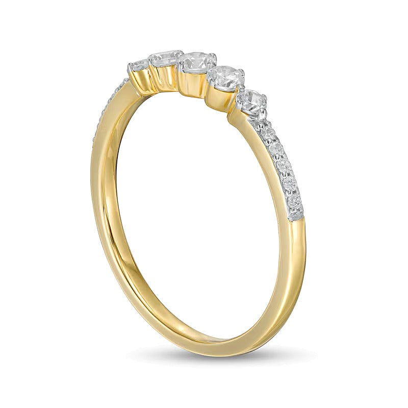 0.33 ct. Gesamtgewicht Diamant Memoire-Ring mit fünf Steinen in 10K Gelbgold