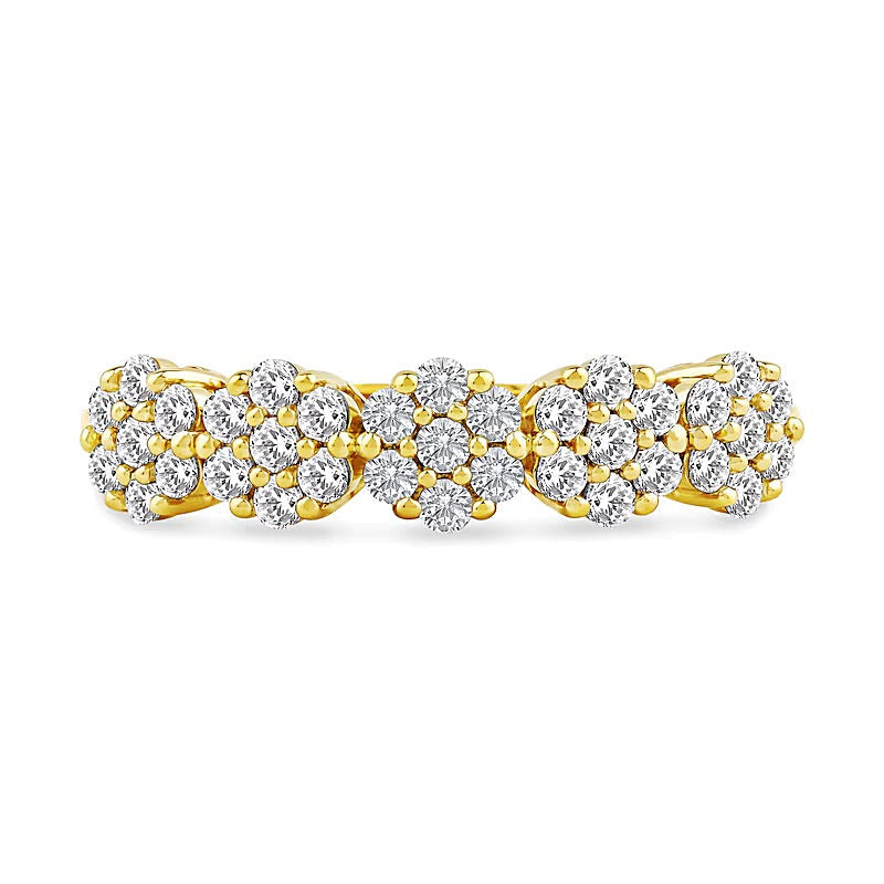 0.5 CT. TW Multi-Diamant Ring mit fünf Blüten-Cluster in 10K Gelbgold