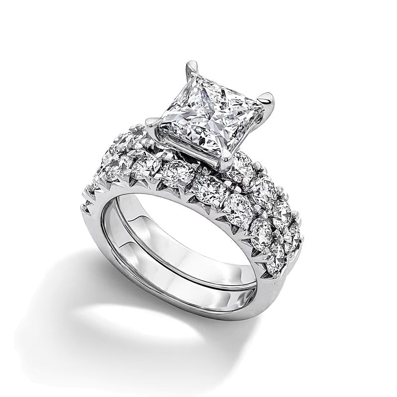 5.5 CT. TW Braut-Set mit Labordiamanten im Princess-Schliff in 14K Weißgold (F/VS2)