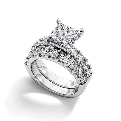 5.5 CT. TW Braut-Set mit Labordiamanten im Princess-Schliff in 14K Weißgold (F/VS2)