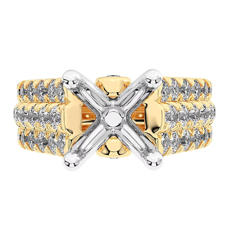 1.5 ct. Gesamtgewicht mehrreihiger Labordiamant-Ring (Fassung) in 14K Gelbgold (F/VS2)