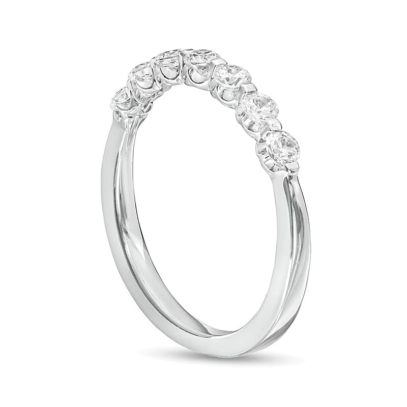 Memoire-Ring mit sieben Diamanten 0,5 ct. Gesamtgewicht in 14K Weißgold