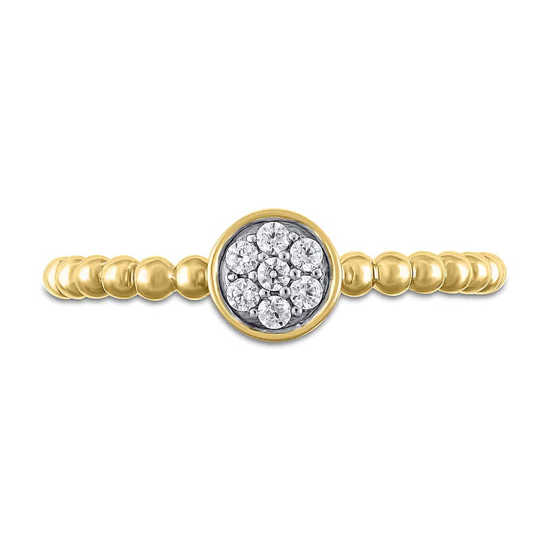 0.1 ct. Gesamtgewicht Fashion-Ring mit runden Diamanten und Perlschiene in 10K Gelbgold