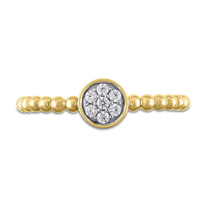 0.1 ct. Gesamtgewicht Fashion-Ring mit runden Diamanten und Perlschiene in 10K Gelbgold
