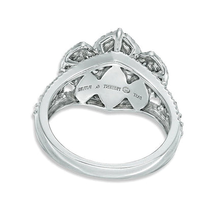 1.5 ct. Gesamtgewicht Dreistein-Ring mit Diamanten in Marquise- und rundem Schliff in 14K Weißgold