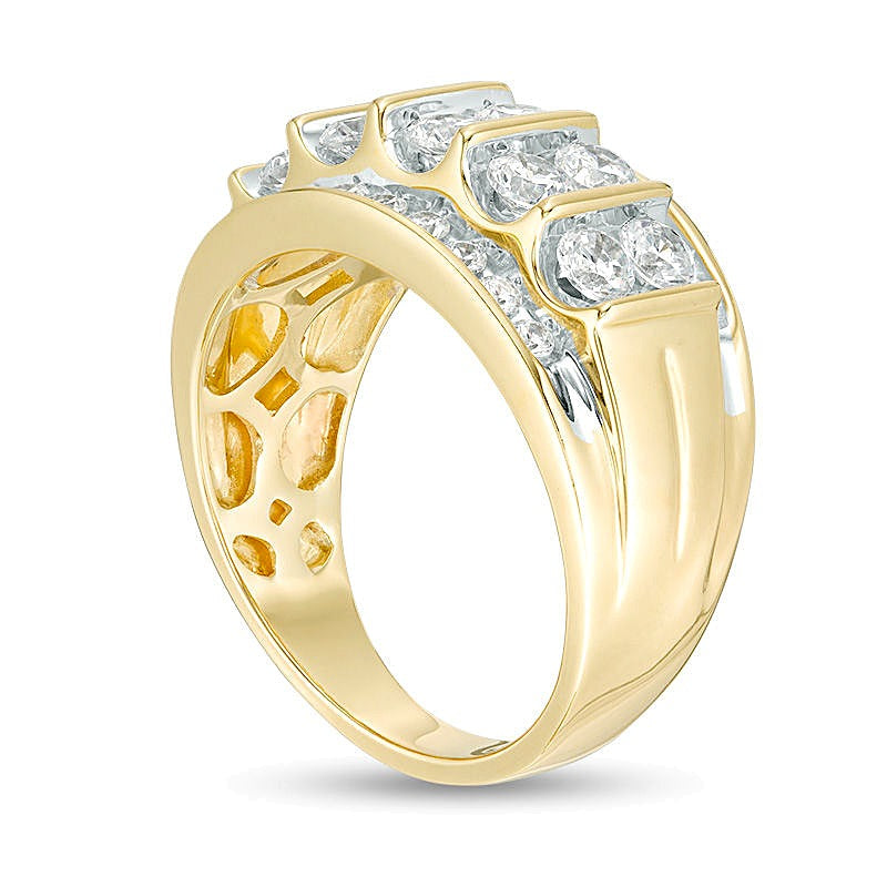 2.0 ct. Gesamtgewicht Diamant Fashion-Ring mehrreihig in 10K Gelbgold