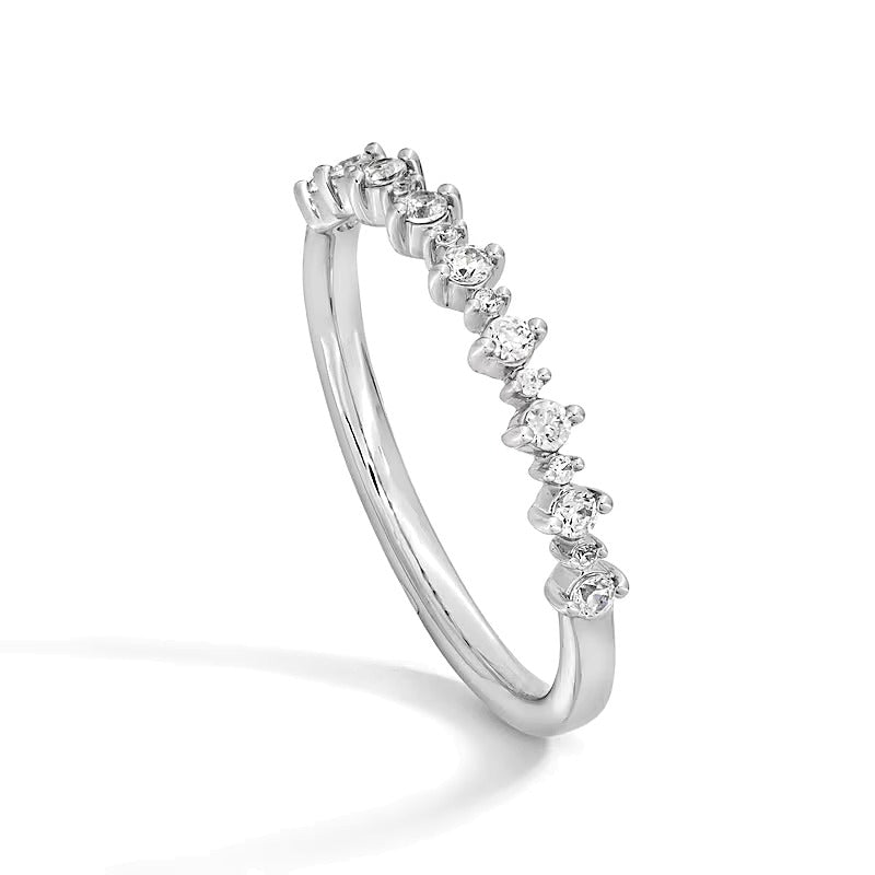 0.2 ct. Gesamtgewicht Diamant Memoire-Ring stapelbar mit alternierendem Besatz in 14K Weißgold