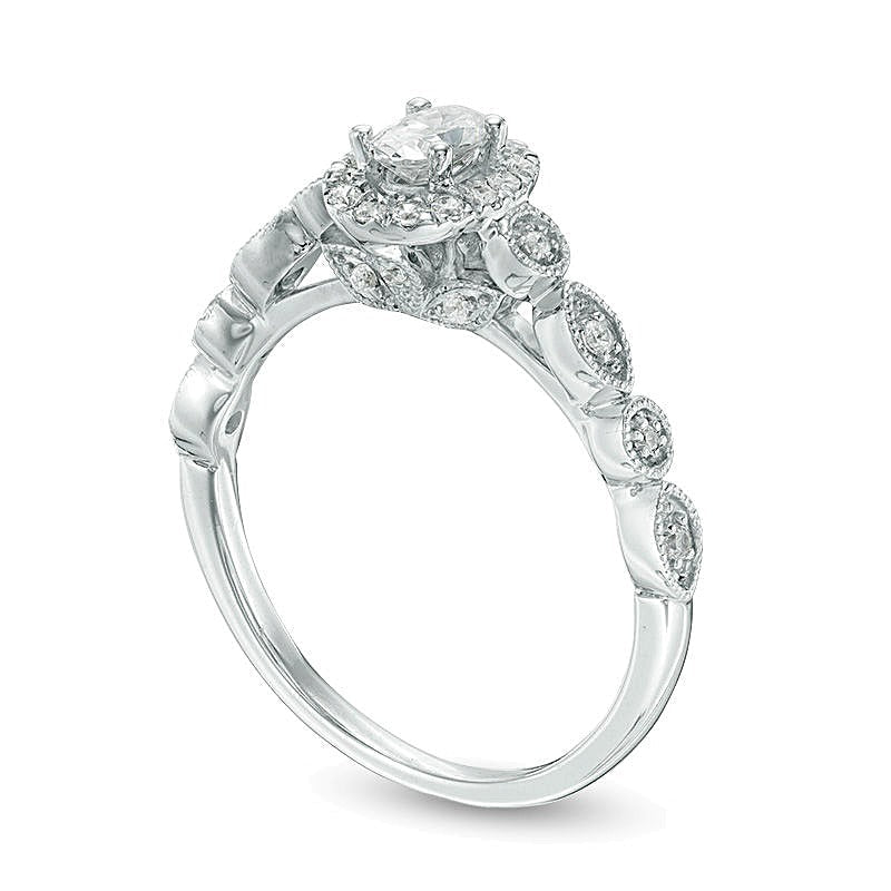0.5 ct. Gesamtgewicht Braut-Set mit ovalem Diamant-Rahmen in 14K Gelbgold