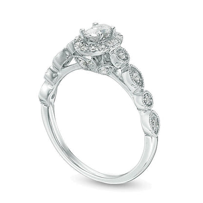0.5 ct. Gesamtgewicht Braut-Set mit ovalem Diamant-Rahmen in 14K Gelbgold