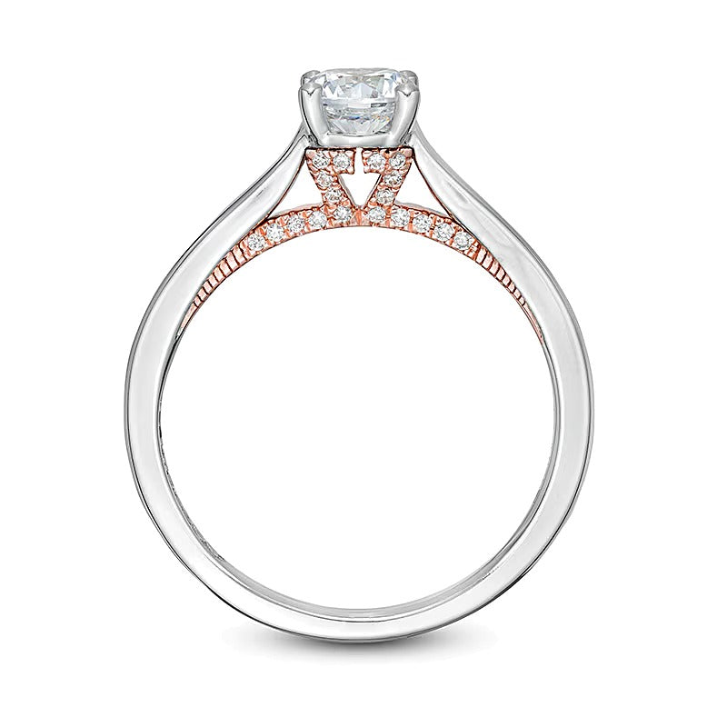 Verlobungsring für Damen mit weißen runden Diamanten in 14K Gold Two-Tone (F/I1, 0,75 ct. Gesamtgewicht)