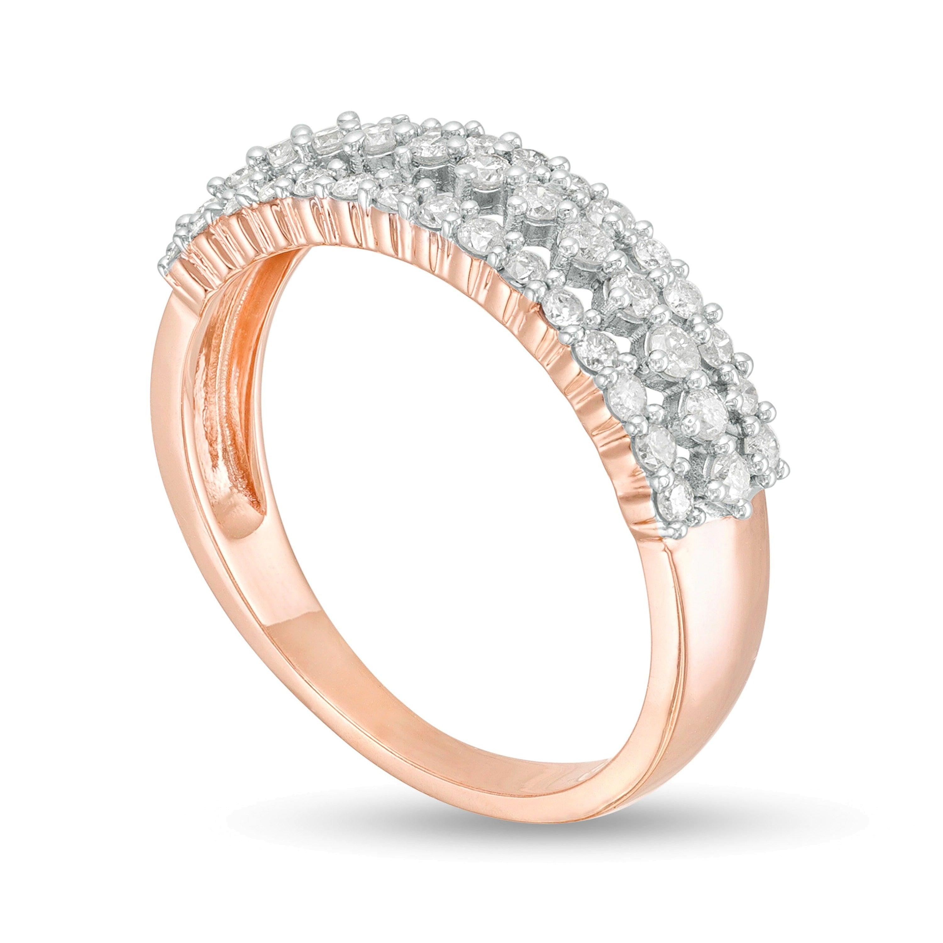 0,5 ct. Gesamtgewicht Diamant mehrreihiger Ring in 10K Roségold