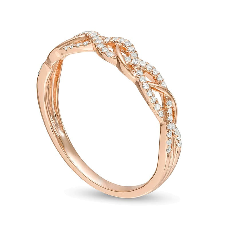 0.17 ct. Gesamtgewicht Diamant Memoire-Ring in Twist-Optik aus 10K Roségold