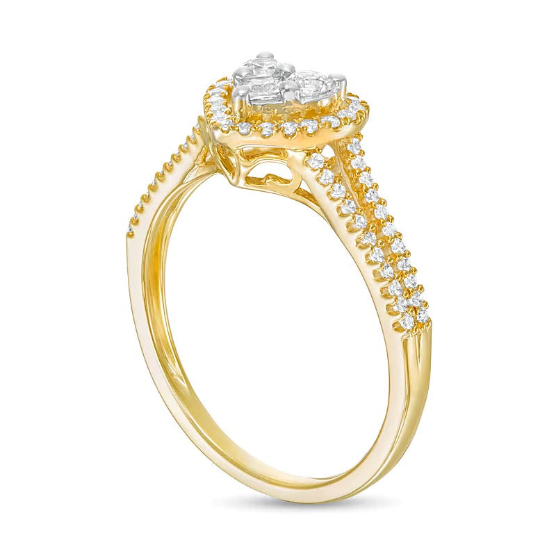 0.5 CT. Gesamtgewicht Komposit-Diamant Herz-Ring mit Diamanten in 10K Gelbgold für Damen