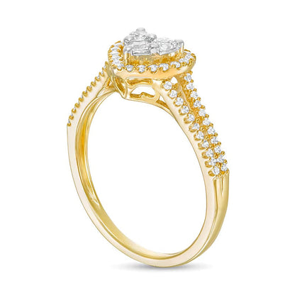 0.5 CT. Gesamtgewicht Komposit-Diamant Herz-Ring mit Diamanten in 10K Gelbgold für Damen