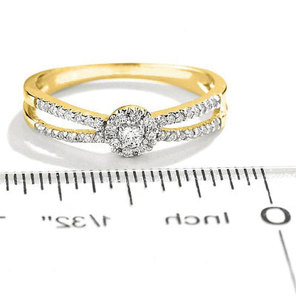 0.13 ct. Gesamtgewicht Diamant Freundschaftsring mit Kreisrahmen und geteilter Ringschiene in 10K Gelbgold