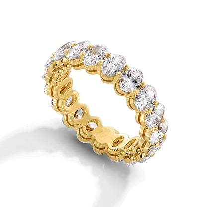 4.33 ct. Gesamtgewicht Memoire-Ring mit ovalen Labordiamanten in 14K Gelbgold (F/VS2) – Größe 6