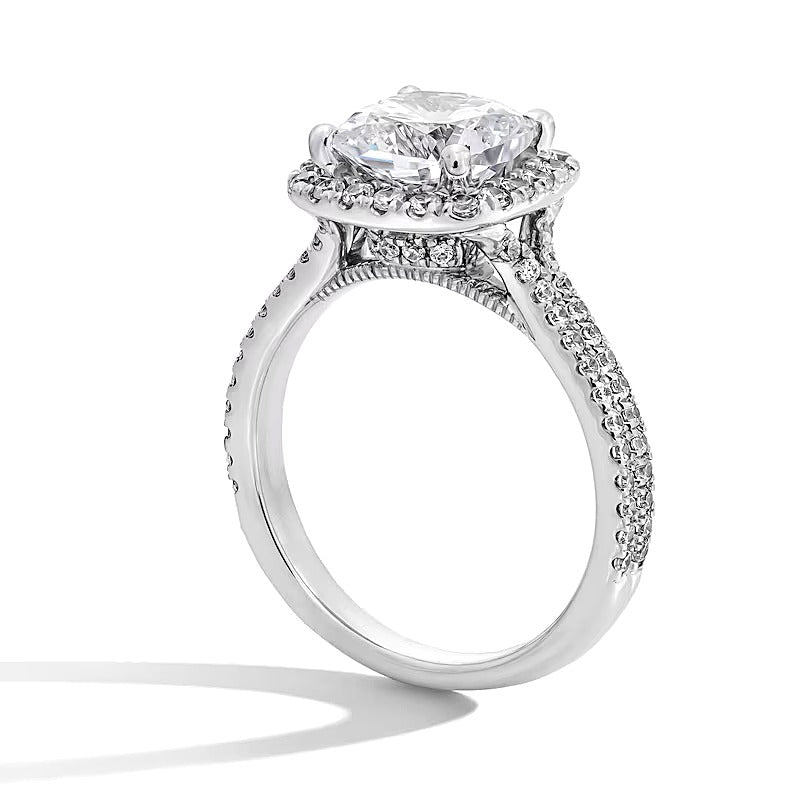 2.63 CT. Gesamtgewicht Halo-Ring mit Labordiamanten im Kissenschliff und rund in 14K Weißgold (F/SI2)