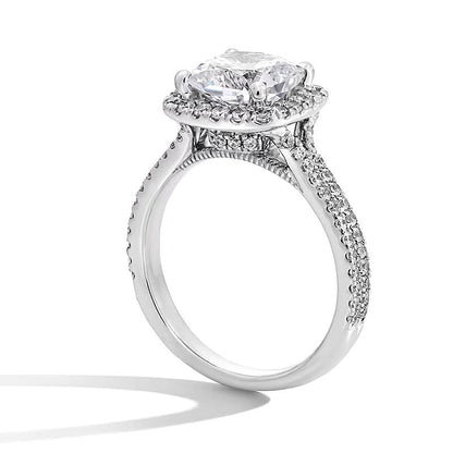 2.63 CT. Gesamtgewicht Halo-Ring mit Labordiamanten im Kissenschliff und rund in 14K Weißgold (F/SI2)