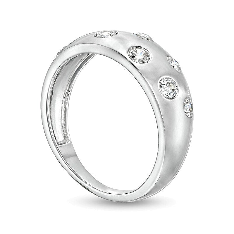 0.5 ct. Gesamtgewicht Diamant-Ring mit Bubbles-Design in 10K Weißgold